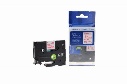 Brother TZe-222-COM Compatible Label Tape 8m(l) x 9mm(w) Red on White