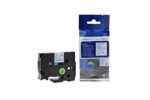 Brother TZe-243-COM Compatible Blue Label Tape 8m(l) x 18mm(w) Blue on White