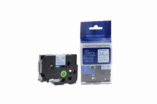 Brother TZe-253-COM Compatible Blue Label Tape 8m(l) x 24mm(w) Blue on White