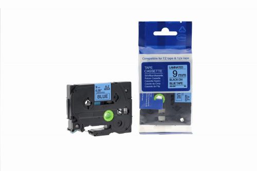 Brother TZe-521-COM Compatible Blue Label Tape 8m(l) x 9mm(w) Black on Blue