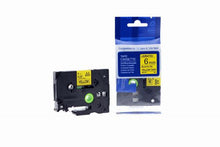 Load image into Gallery viewer, Brother TZe-611-COM Compatible Label Tape 8m(l) x 6mm(w) Black on Yellow