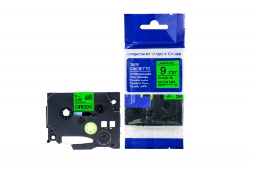 Brother TZe-721-COM Compatible Label Tape 8m(l) x 9mm(w) Black on Green