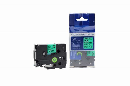 Brother TZe-751-COM Compatible Label Tape 8m(l) x 24mm(w) Black on Green