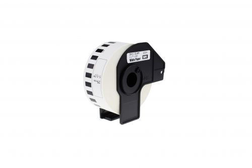 Brother DK22210-COM Compatible Printer Labels 29mm x 30.48m Thermal Paper Roll w/ plastic spool and holder