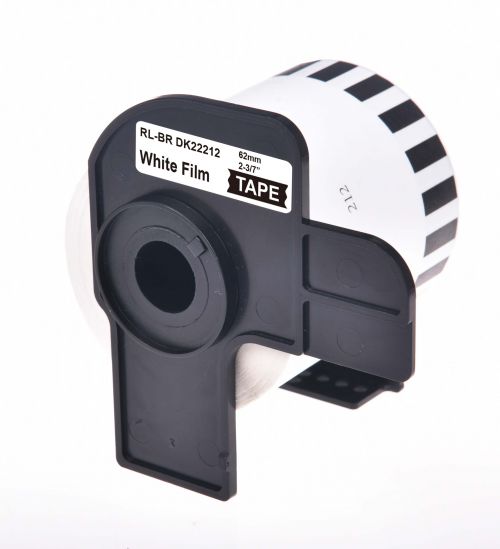 Brother DK22212-COM Compatible Printer Labels 62mm x 15.24m w/ plastic spool and holder