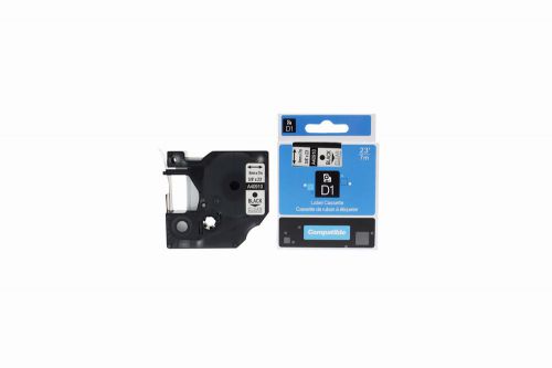 Dymo YT-40910-COM Compatible Label Tape 7m(l) x 9mm(w) Black on Transparent