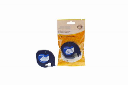 Dymo 91201-COM Compatible Label Tape 12mm x 4m Black on White Plastic