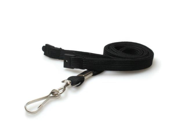 10mm Black Tubular Breakaway Lanyards with Metal J Clip