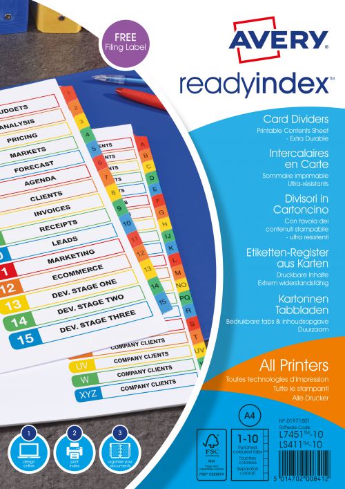 Avery Readyindex 10-Part Divider  01971501