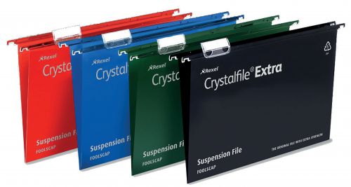 Crystalfile Extra PP Susp File 50mm Foolscap Green BX25