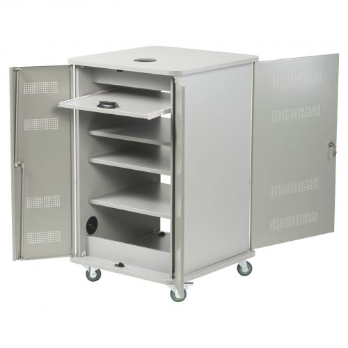 Nobo Multimedia Cabinet Silver/Grey