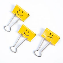 Load image into Gallery viewer, Rapesco 19mm Foldback Clips Assorted Emojis Yellow PK20