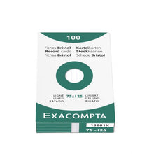 Load image into Gallery viewer, Exacompta Record Cards Lined 75x125mm White 13801X (PK125)