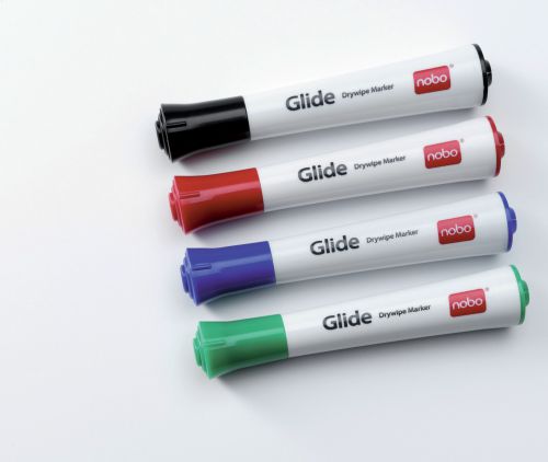 Nobo Glide Dry Marker Assorted Standard Tip 1902096 (PK4)