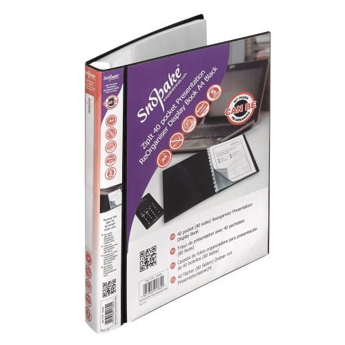 Snopake ReOrganiser Display Book A4 40 pocket Black