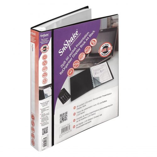 Snopake ReOrganiser Display Book A4 60 pocket Black