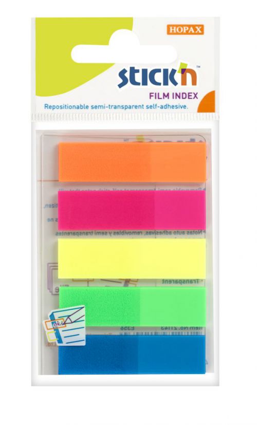 Value Stickn Film Indexes 12mm 124 Tabs Neon Colours 21050