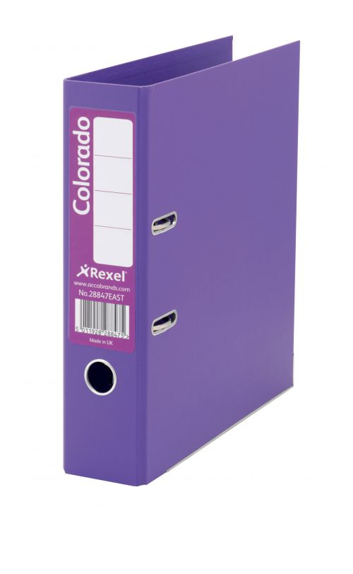 Rexel Colorado Lever Arch File 80mm Foolscap Purple PK10