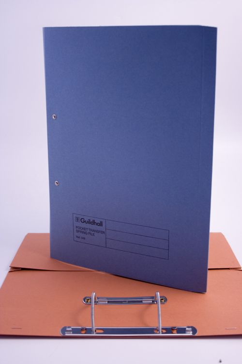 Guildhall Pocket Transfer File Foolscap 420gsm Blue PK25