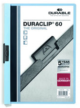 Load image into Gallery viewer, Durable Duraclip 60 Report File 6mm A4 Blue 220906 (PK25)