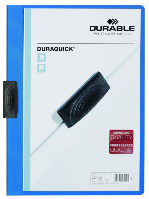 Durable Duraquick Clip Folder 20 Sheets A4 Blue 227006(PK20)