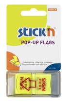 Load image into Gallery viewer, Value Stickn PopUp Flags 25mm Sign Here 50 Tabs Yllw 26015