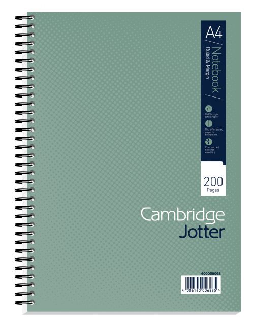 Cambridge Jotter Wirebound Notebook A4 200 pages GN PK3
