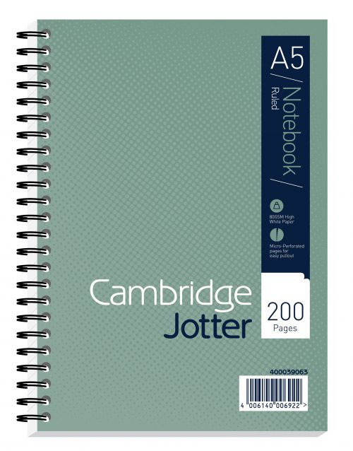 Cambridge Jotter Wirebound Notebook A5 200 pages GN PK3
