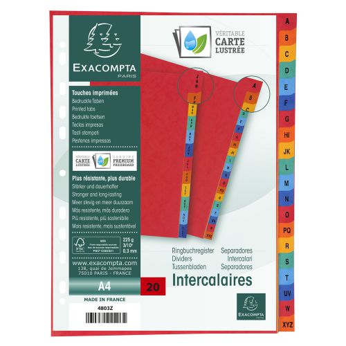 Europa A-Z Dividers A4 Assorted 4803Z (PK1)