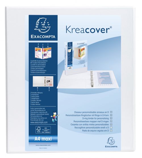 Exacompta Kreacover Pres Binder 2D 40mm A4 White PK10