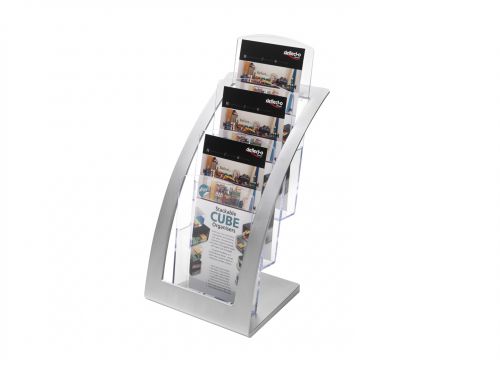 Deflecto 3 Tier Leaflet Literature Holder Silver