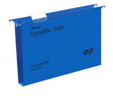Load image into Gallery viewer, Rexel Crystalfile Extra Foolscap PP Susp File 30mm Blue PK25