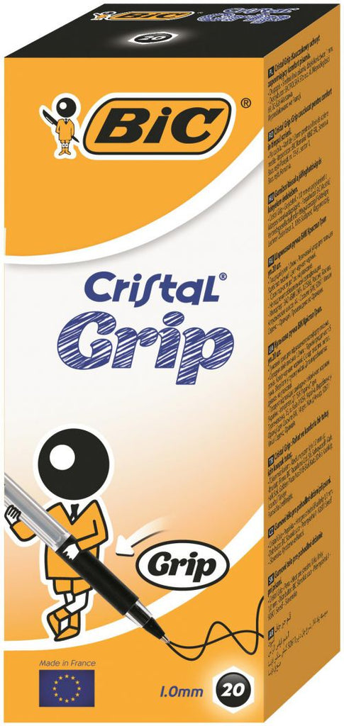Bic Cristal Grip Ball Pen Medium Black Pk20