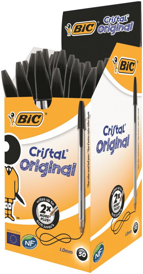 Bic Cristal Ball Pen Medium 1.0mm Black PK50