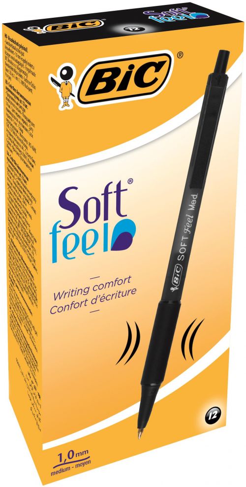 Bic SoftFeel Clic Retractable Ballpoint Pen Black PK12