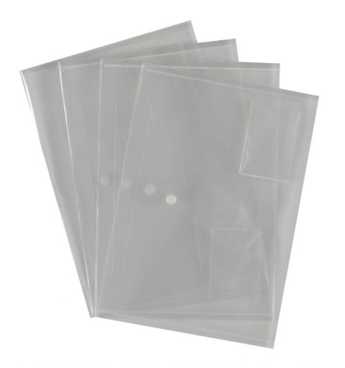 Value A4 Popper Wallets Clear (Pack 5)