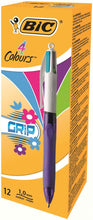 Load image into Gallery viewer, Bic 4 Colours Grip Fashion Ballpoint Pen Assorted PK12
