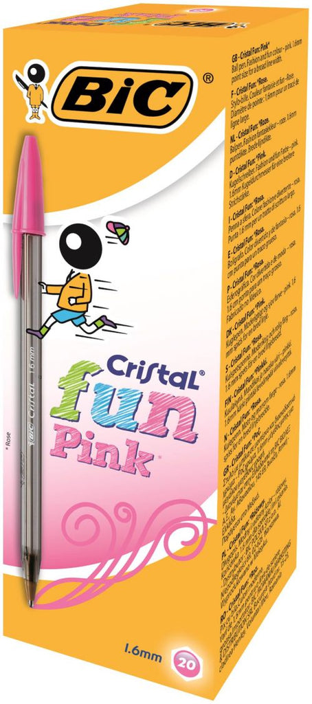 Bic Cristal Fun Ballpoint Pen 0.6mm Line Pink PK20