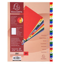 Load image into Gallery viewer, Exacompta PP A4 Index 1-31 White with Coloured Tabs