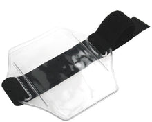 Load image into Gallery viewer, Black Vinyl Adjustable Armband Card Holder