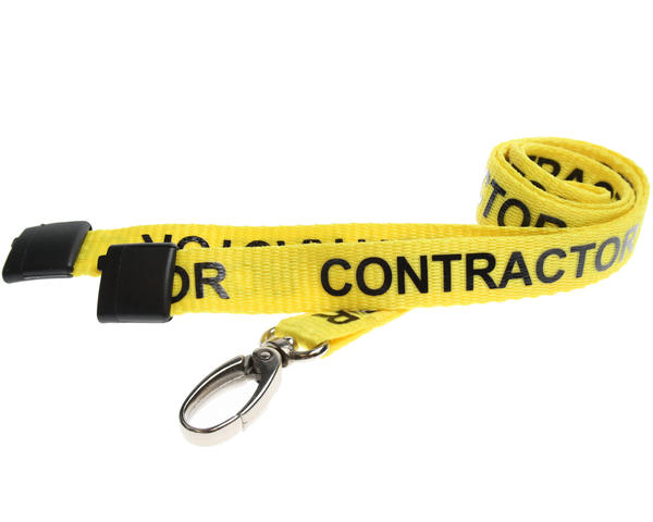 15mm Yellow Contractor Lanyard with Metal Lobster Clip