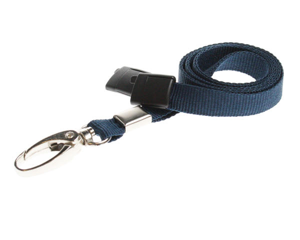10mm Plain Dark Blue Lanyards with Metal Lobster Clip (Pack of 100)