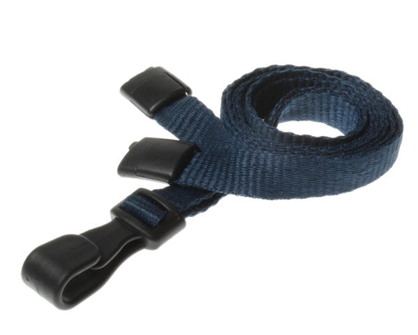 10mm Plain Dark Blue Lanyards with Plastic J Clip (Pack of 100)