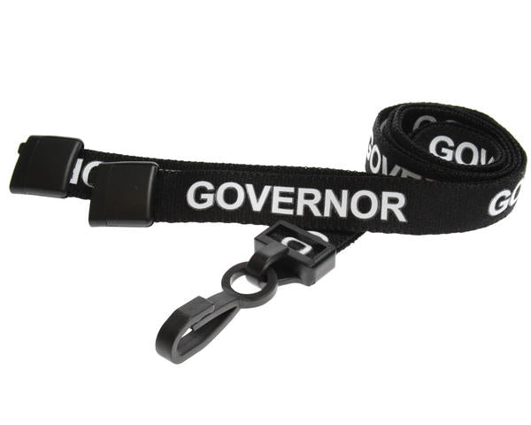 15mm Black Governor Lanyards with Plastic J Clip (Pack of 100)