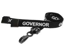 Load image into Gallery viewer, 15mm Black Governor Lanyard with Plastic J Clip
