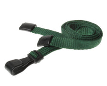 Load image into Gallery viewer, 10mm Plain Dark Green Lanyards with Plastic J Clip (Pack of 100)