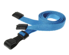 Load image into Gallery viewer, 10mm Plain Light Blue Lanyards with Plastic J Clip (Pack of 100)