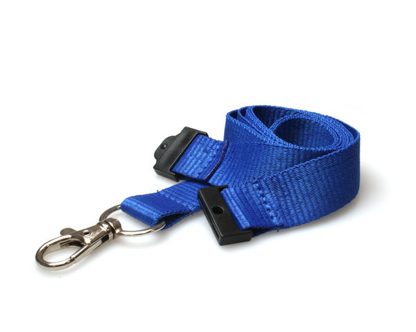 20mm Mid Blue Lanyards with Flat Breakaway and Metal Trigger Clip - Pack of 100