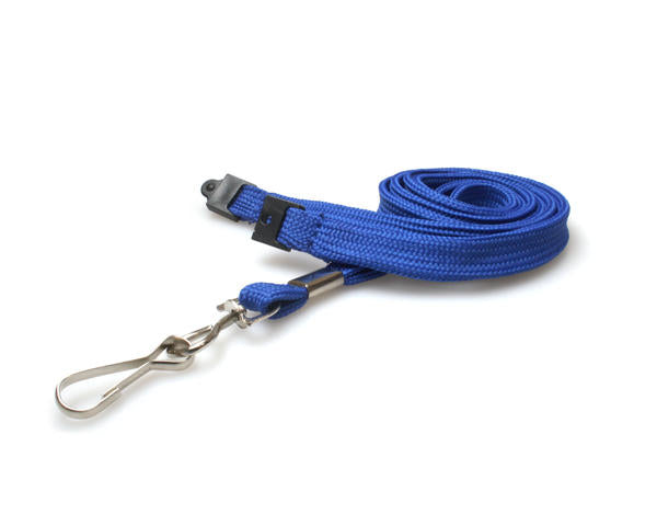 10mm Mid Blue Tubular Breakaway Lanyards with Metal J-Clip - Pack of 100