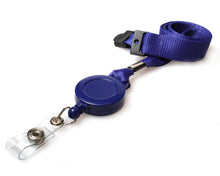 Load image into Gallery viewer, 15mm Plain Navy Blue Lanyards with Card Reels (Pack of 50)